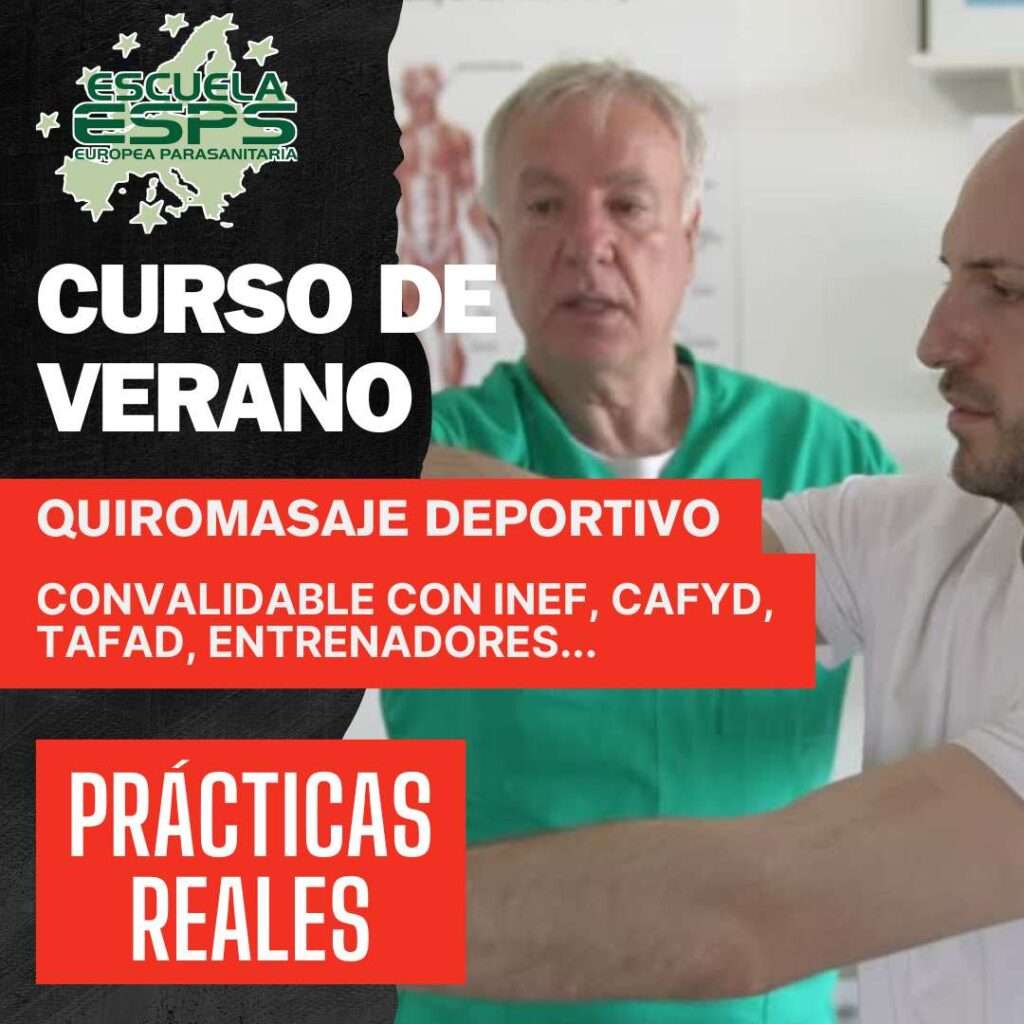 Curso de quiromasaje de verano. Quiromasaje y quiromasaje deportivo intensivo